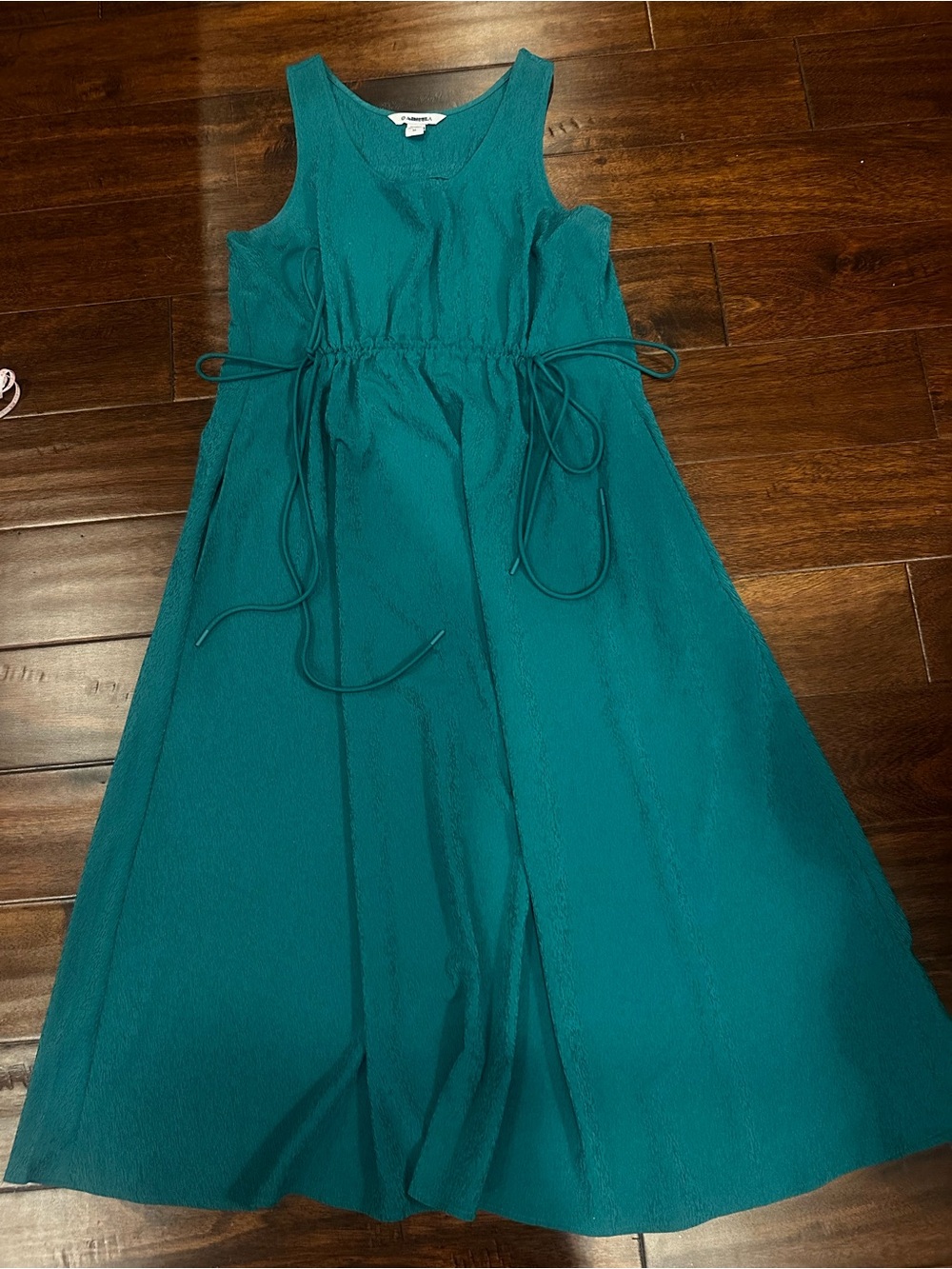 Athleta Teal Sleeveless Midi Dress with Waist Ties